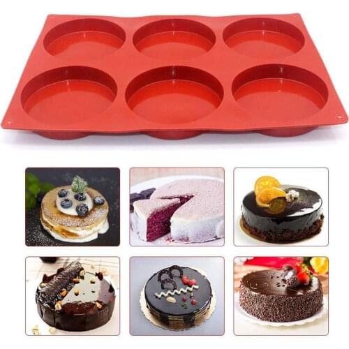 6 Cavity Large Cake Molds Silicone Round Disc Soap Making Resin Mold Non-stick For Candy Baking Bakeware Chocolate Coaster