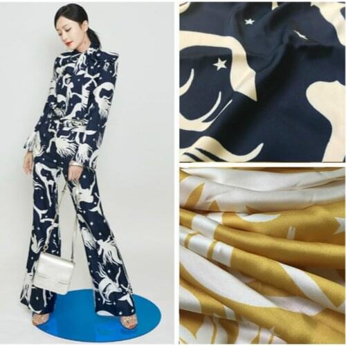 Phoenix printed polyester fabric satin shirt dress stretch satin fabric meter handmade DIY fabric wholesale polyester cloth