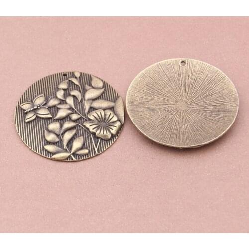 Free Shipping 1Pieces/lot 53x53mm Bronze Butterfly and Flower tag Charms pendant Retro Jewelry For Bracelet Necklace