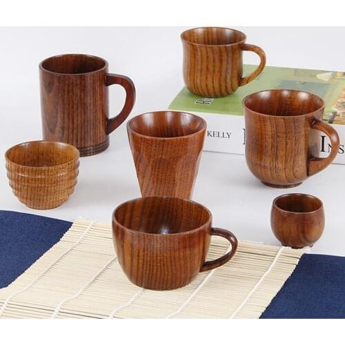 Japanese Style Wooden Cup Creative Jujube Wood Insulation Tea Cup Wooden Coffee Cup Drinking Cup Coffee Cup & Saucer Sets