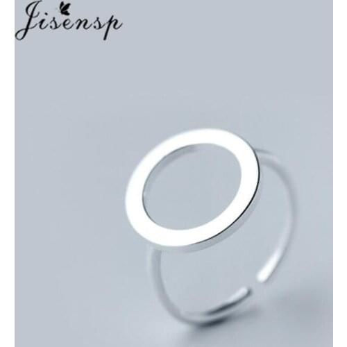 Jisensp Fashion Silver Color Finger Ring Geometric Hollow Round Ring Female Wedding Engagement Rings Minimalist Jewelry Gifts