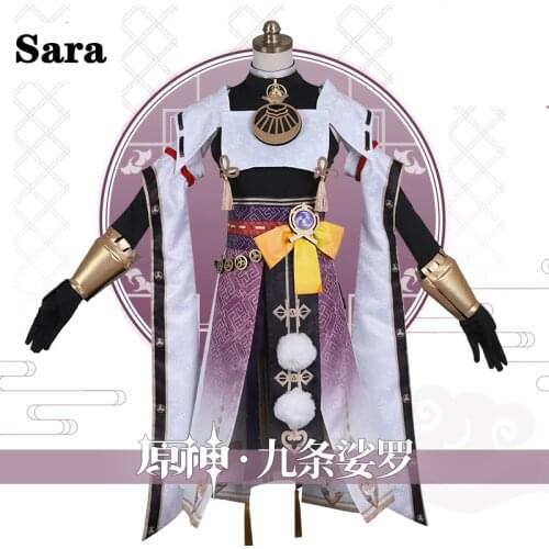 Popular Game Genshin Impact Cosplay Anime Project Thunder Elemental Archer Sara Costumes Halloween Women Clothes Mask Accessorie