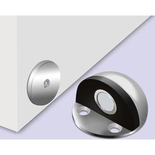 Stainless Steel Rubber Magnetic Door Stopper Non Punching Sticker Hidden Door Holders Floor Mounted Nail-free Door Stops