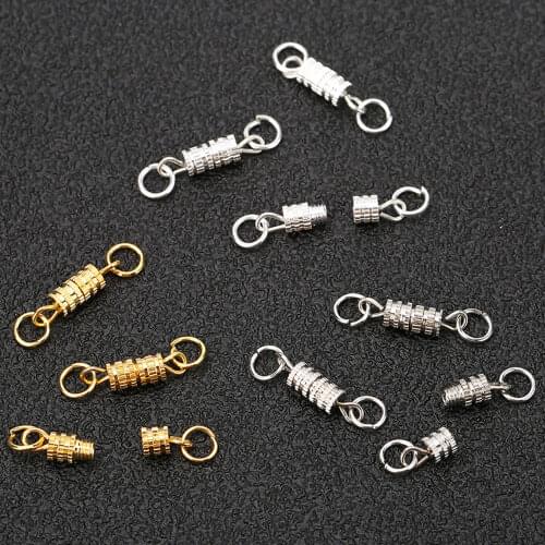 20pcs 4*14mm Copper Screw Lobster Clasps With Open Jump Rings Metal End Connectors Clasps Necklace Accessories Jewelry Findings