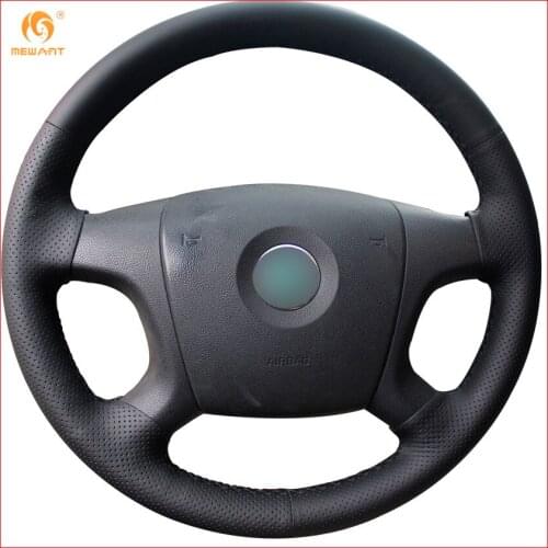 MEWANT Black Genuine Leather Car Steering Wheel Cover for Old Skoda Octavia 2005-2009 Fabia 2005-2010 Accessories Parts