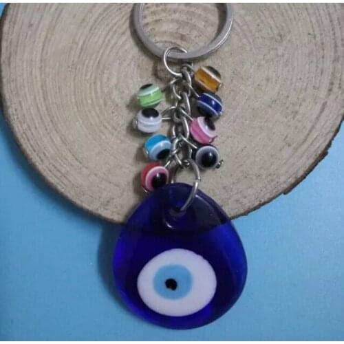Fashion Lucky Evil Eye Turkish Greek Drop shape Glass Amulet Charms Pendants Fit Key Chain Ring Key Chains Womens&Men Gift X132