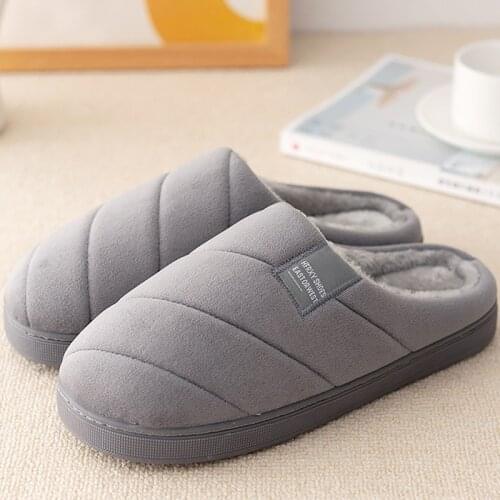 Mens Striped Winter Slippers Soft Home Indoor Shoes For Male Large Size Fur Plush Slippers Men Warm Household Cotton Shoes