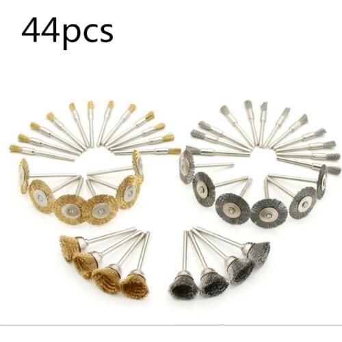 44PC Brass Wire Wheel Brushes Wire Brushes Set for Accessories Rotary Tools Polish Clean Polishing Dremel Brush dropshipping