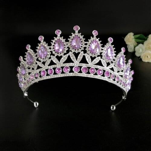 New violet rhinestone bridal crown Wedding dress accessories Children and girls birthday tiara tiara hair accessories
