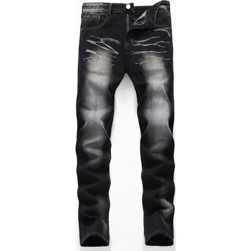 2021 New Fashion Casual Black Jeans Men Autumn&Winter Large Straight Hole Men Jeans Pants