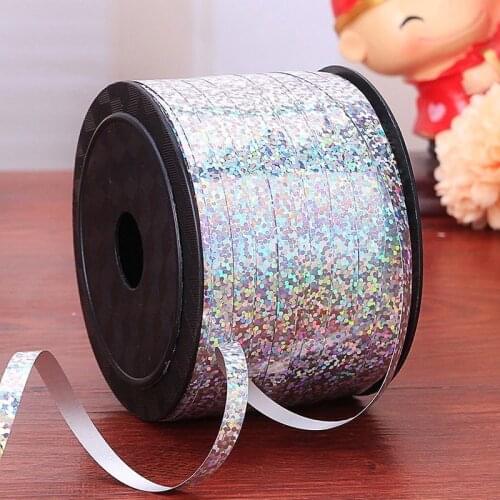 New Gold Silver Laser Ribbon Wedding Birthday Arranged Tied/Bundle/Department/Balloon Line Wire Laser Ribbon 90M