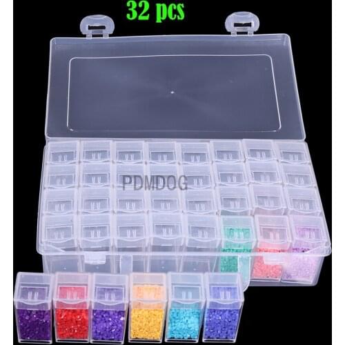 32/64/Pcs Grid Storage Organizer 5D Diamond Painting Tools Accessories Beads Container Kits Storage Lattice Small Particle Box