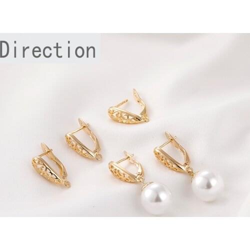 Retro hollow long drop earrings can be hung with pearl earrings diy handmade earrings material 18k gold-clad accessories