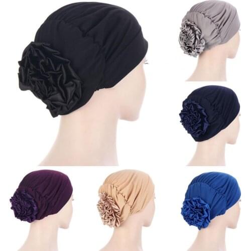 Turban Hat Cap Stretch Hat Headwrap Easy to Wear Ultra-soft Polyester Knot PreTied Bonnet for Women Hair Loss Headwear Hijib Cap