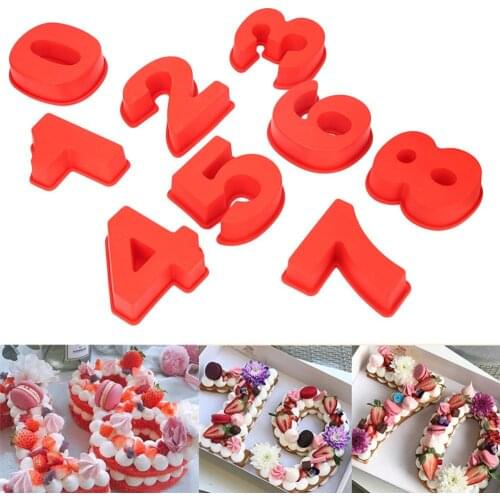 Silicone Cake Mold 0-8Number Digital Fondant Cake Mould Baking Pan for Birthday Festival Cake Decoration Tools