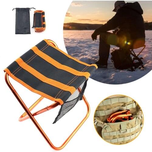 Folding Chair Camping Outdoor Fishing Beach BBQ Lightweight Aluminum Alloy Chair With Bag Picnic Portable Backpack 30x17CM