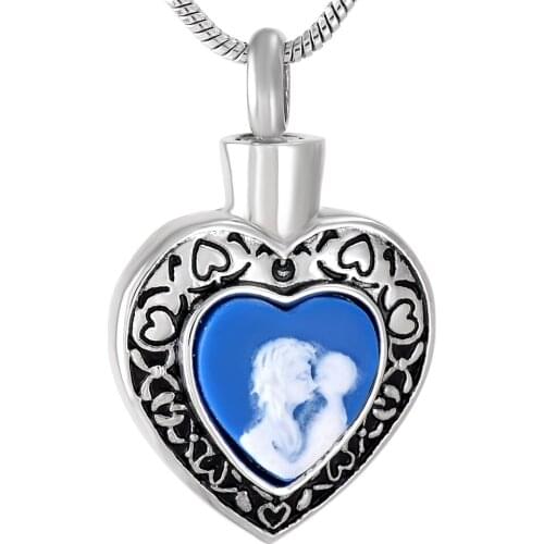 IJD9789 Special Heart Shape Stainless Steel Cremation Pendant Hold Human Ashes Keepsake Monther And Child Memorial Urn Jewelry