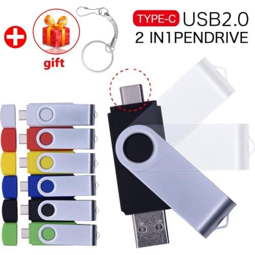 OTG 2 IN 1 Type-c Pendrive 16GB 32GB 64GB 128GB Usb 2.0 Pen Driver Usb Flash Drive Pen Key Usb Flash Memory Stick Business Gift