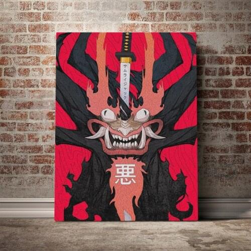 Japanese Samurai Fan Art Poster Canvas Painting Wall Art Decor Living Room Bedroom Study Home Decoration Prints
