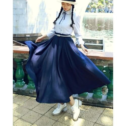 Free Shipping Retro Hot Sale Peter Pan Collar Color Block Three-quarter Sleeve Woman Long Dress