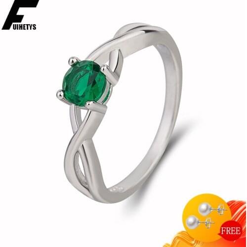 BaliJelry Women Rings 925 Silver Jewelry Accessories Classic Round Emerald Gemstone Ring for Wedding Engagement Party Wholesale