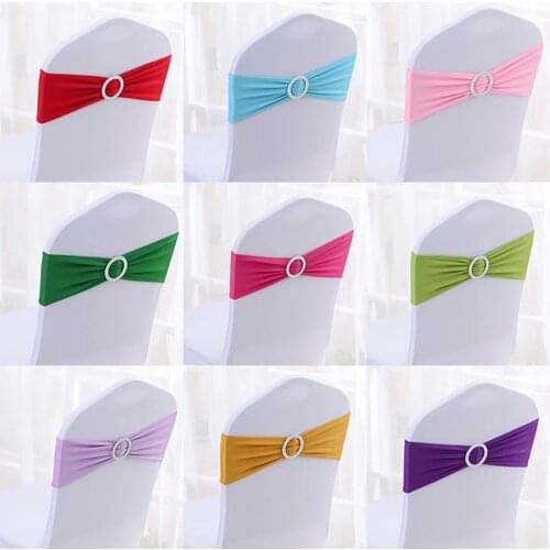 10pcs tretch Lycra Spandex Chair Bands With Buckle Slider For Wedding Decorations Wholesale Chair Sashes Bow Not a chair cover