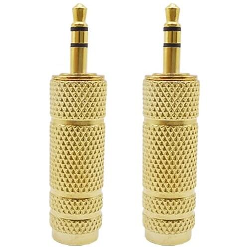 2Pcs 6.5mm Socket Female Jack to 3.5mm Plug Male Stereo Audio Adapter Jack Converter Microphone Audio Earphone Headphones AUX