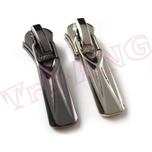 20pcs/lot, 2018 Stylish Glossy Electro-plated 5# Metal Zipper Sliders 2 Sizes