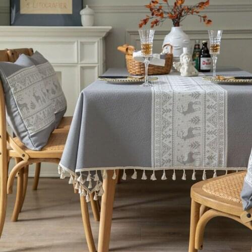 2021 New Year Elk Table Cloth Mantel Navidad Rectangular Table Decoration Cover Polyester Tablecloth Christmas Decoration ZC131