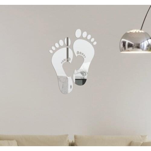 3D crystal foot acrylic mirror wall stickers bedroom living room dining room den entrance interior decoration