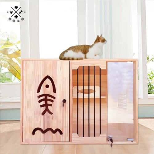 80*60*60 Solid Wood Three-story Cat Villa, Cat House, Cat House, Cat Delivery Room, Breeding Cage, Boarding Cage, Household