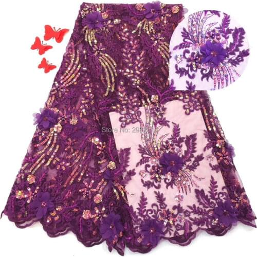 African Beaded 3D Tulle Lace Fabric DYSZP45 2019 African French Lace Fabric High Quality Nigerian Embroidery Tulle French Lace