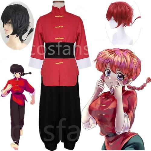 Anime Ranma 1/2 Tendou Akane Cosplay Costume Japanese anime mens womens Chinese Style outfit Costume+wigs in stock custom-made