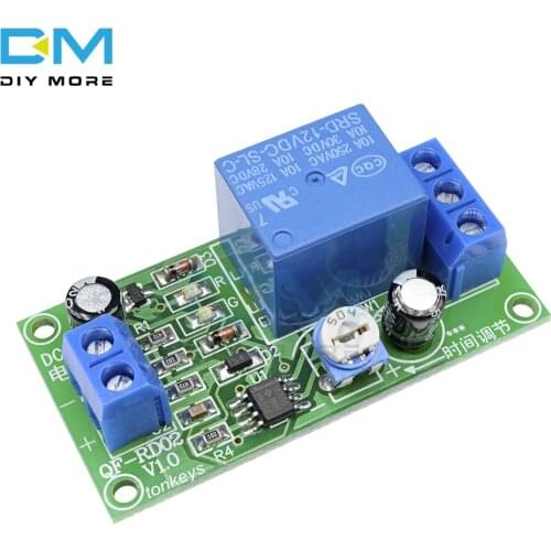 DC 12V NE555 0~60 Seconds Delay Timer Time Switch Adjustable Time Relay Module Connect AC 250V/DC 30V 10A LED Lights Timing Easy
