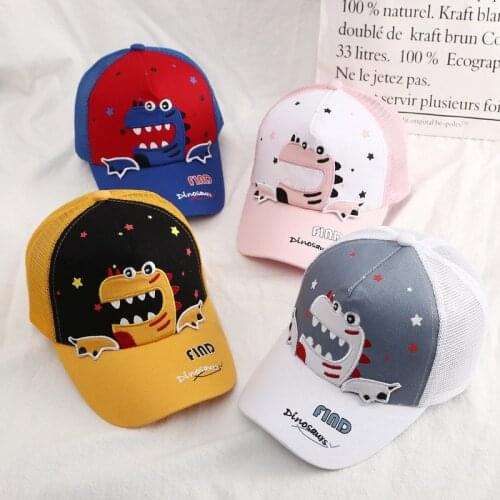 Childrens Cartoon Dinosaur Embroidered Baseball Cap For Kids Boys Girls Toddler Baby Photography props Cap Mesh Hat кепка 2021