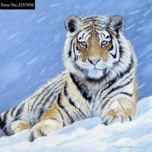 Diy 5D Diamond Painting Tiger Full Round Rhinestones Cross Stitch Crystal Mosaic Embroidery Needlework Crafts Home Decoration