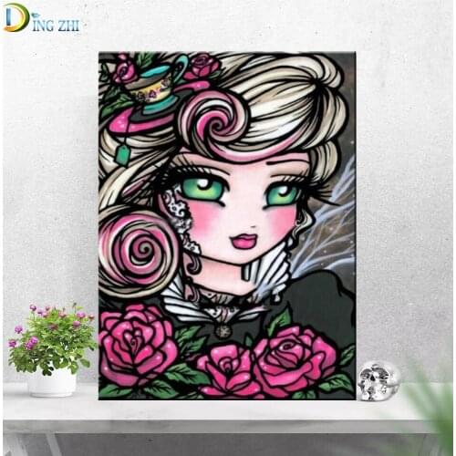 DIY Diamond Painting Big Eyes Girl Diamond Mosaic Full Drill Square Cartoon Pattern Embroidery Round Handmade Hobby Beaded Art