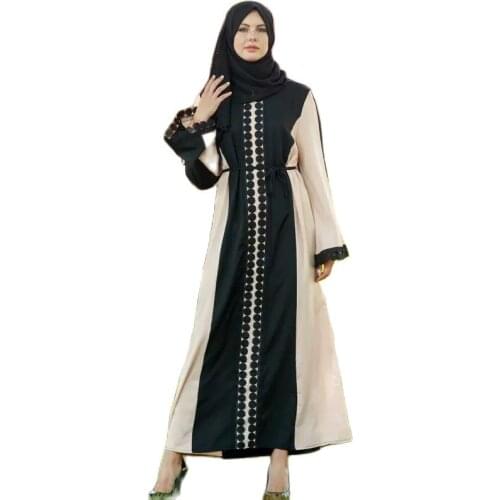 F8849-1 Arab Middle East Muslim robe lace skirt Ramadan long kraft silk dress for islamic women, Arab dress new dubai