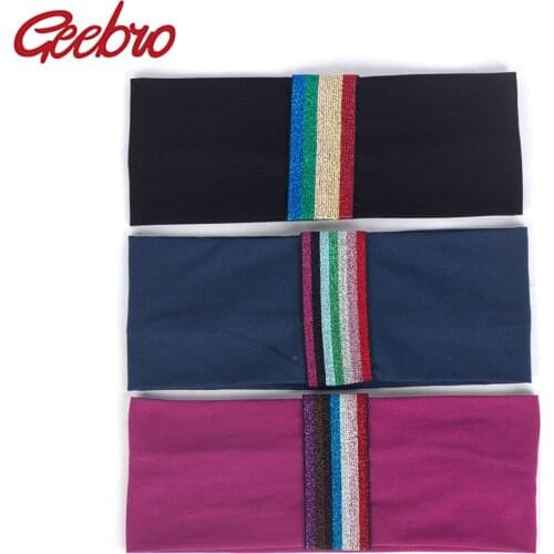 Geebro Summer Lady Colorful Applique Rainbow Ribbon Headbands Soft Head Bands For Girls Woman Cotton Hair Band Accessories AZ001