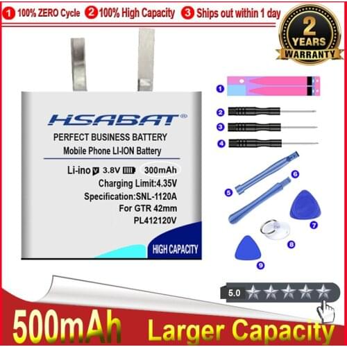 HSABAT 0 Cycle 500mAh PL502625V Battery for AMAZFIT GTR 47mm High Quality Replacement Accumulator