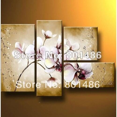 Purple Orchid Flower Abstract Handmade Oil Painting Wall Art Canvas Decor Paintings For Office Living Room Decoration Wholesale