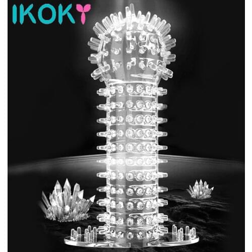 IKOKY Penis Sleeve Penis Enlargement Cock Ring Sex Toys for Man Delayed Ejaculation Extensions Condom Adults Products