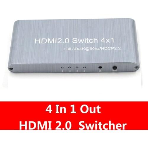 HDMI 2.0 Switcher Full HD 4Kx2K Video HDMI 2.0 Switch Switcher 4X1 Switch 4 in 1 Out For HDTV DVD PS3 Support HDCP 2.2