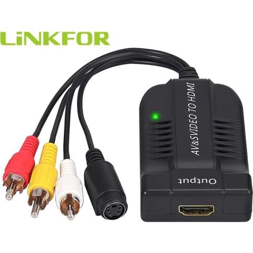 LiNKFOR RCA Composite video and S-video to HDMI Converter 3RCA to HDMI Support 1080P for HDTV DVD Male AV/s-video to HDMI