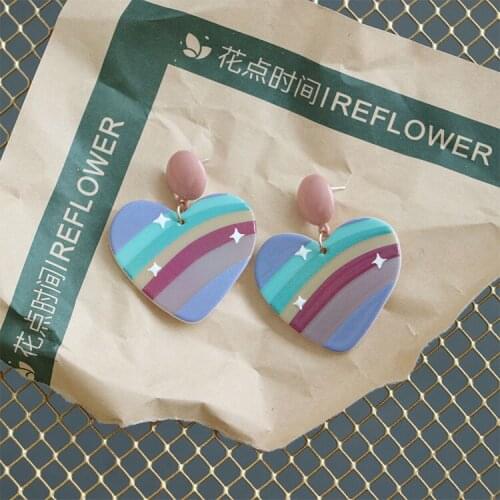 Korean Simple Statement Earrings Silver Needle Love Rainbow Trend Earrings Original Fashion Single Product Earrings Women