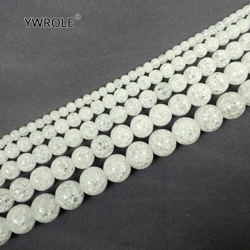 Wholesale White Snow Cracked Crystal Glass Stone Round Beads For Jewelry Making DIY Bracelet Necklace 4/6/8/10/12/14mm 15.5