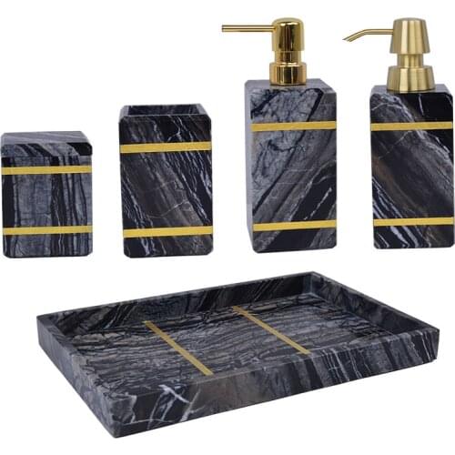 Bathroom Set Liquid Marble Soap Dispenser Toothbrush Holder Gargle Cup Tray Cotton Swab/Tissue Box Sell Separately Nordic Style