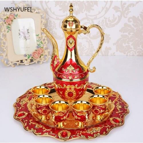 Russian wine glass set palace retro small wine glass European-style metal jug high-end decoration home exquisite wedding gift