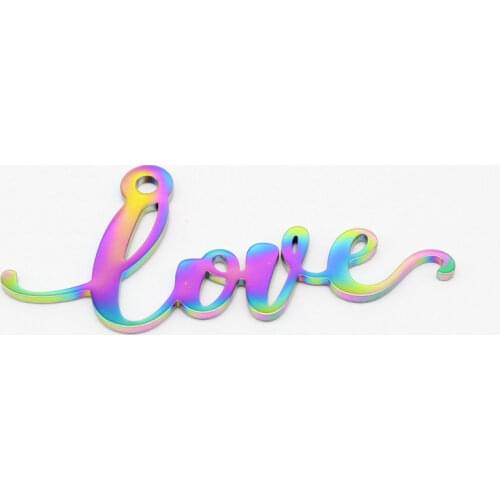 Script Words Charm Love Charms Stainless Steel Pendant High Polish Mirror Surface Pendant 20pcs/lot