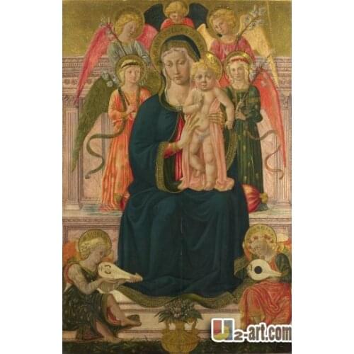 Canvas Prints (Madonna Con Bambino e Angeli) reproduction giclee canvas prints on canvas for home decorate Religion-020